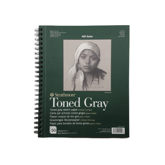Strathmore A4 Pad Toned Gray ( 22.9X30.5 CM x 50 sheets) 118 g/m2 Gray paper color 400 Series Heavyweight Drawing (9*12 IN)